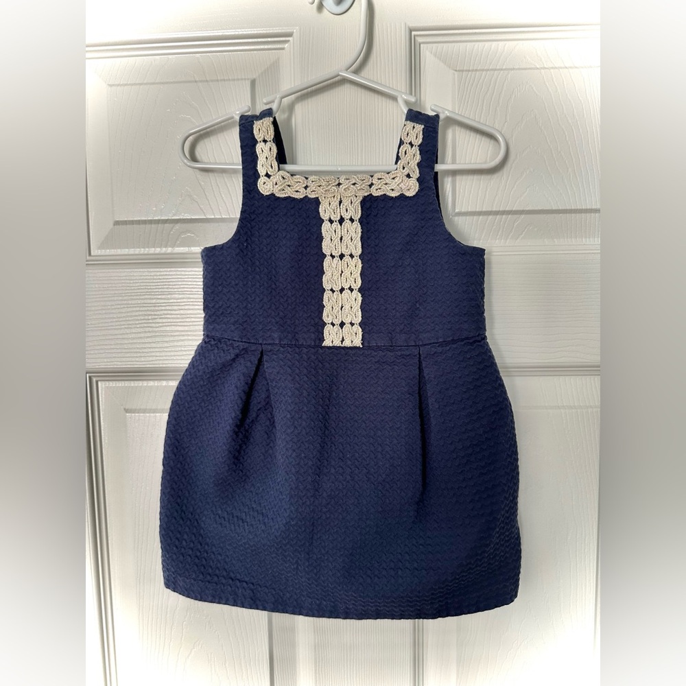 18-24 M Janie and Jack Blue and Cream Pleated Sheath Dress